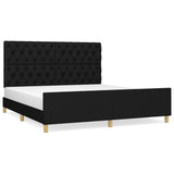 Bed Frame without Mattress Black 152x203 cm Queen Fabric - Front View