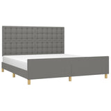 Bed Frame without Mattress Dark Grey 152x203 cm Queen Fabric - Side View