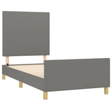 Bed Frame without Mattress Dark Grey 107x203 cm King Single Size Fabric - Top-Down View