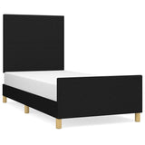 Bed Frame without Mattress Black 107x203 cm King Single Size Fabric - Front View