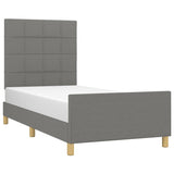 Bed Frame without Mattress Dark Grey 107x203 cm King Single Size Fabric - Side View