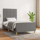 Bed Frame without Mattress Dark Grey 107x203 cm King Single Size Fabric