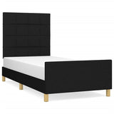 Bed Frame without Mattress Black 107x203 cm King Single Size Fabric - Front View