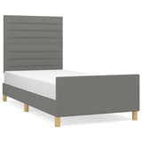 Bed Frame without Mattress Dark Grey 107x203 cm King Single Size Fabric - Front View