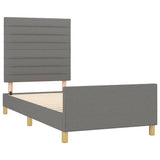 Bed Frame without Mattress Dark Grey 107x203 cm King Single Size Fabric - Top-Down View