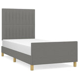Bed Frame without Mattress Dark Grey 107x203 cm King Single Size Fabric - Front View