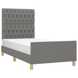 Bed Frame without Mattress Dark Grey 107x203 cm King Single Size Fabric - Side View