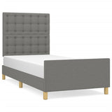 Bed Frame without Mattress Dark Grey 107x203 cm King Single Size Fabric - Front View
