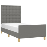 Bed Frame without Mattress Dark Grey 107x203 cm King Single Size Fabric - Side View