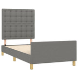 Bed Frame without Mattress Dark Grey 107x203 cm King Single Size Fabric - Top-Down View