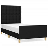Bed Frame without Mattress Black 107x203 cm King Single Size Fabric - Front View