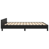 Bed Frame without Mattress Black 137x187 cm Double Faux Leather - Close-Up Angle