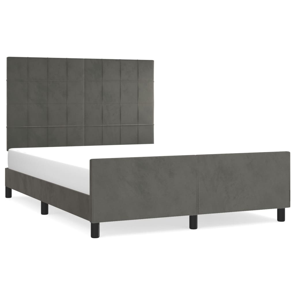 Bed Frame without Mattress Dark Grey 137x187 cm Double Velvet