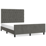 Bed Frame without Mattress Dark Grey 137x187 cm Double Velvet - Front View