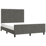 Bed Frame without Mattress Dark Grey 137x187 cm Double Velvet - Side View