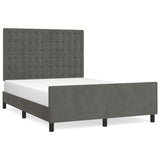 Bed Frame without Mattress Dark Grey 137x187 cm Double Velvet - Front View