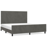 Bed Frame without Mattress Dark Grey 152x203 cm Queen Velvet - Front View