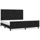 Bed Frame without Mattress Black 152x203 cm Queen Velvet - Front View