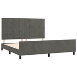 Bed Frame without Mattress Dark Grey 152x203 cm Queen Velvet - Top-Down View