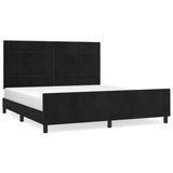 Bed Frame without Mattress Black 152x203 cm Queen Velvet - Front View
