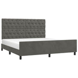 Bed Frame without Mattress Dark Grey 152x203 cm Queen Velvet - Side View