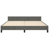Bed Frame without Mattress Dark Grey 152x203 cm Queen Velvet - Rear View