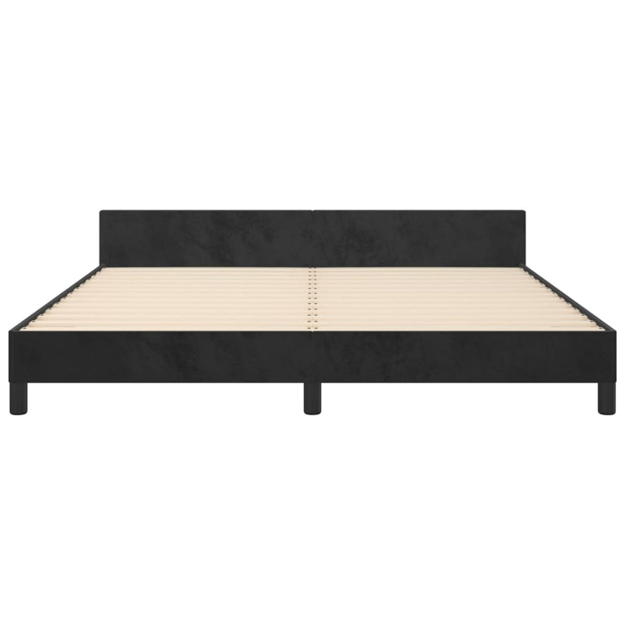 Bed Frame without Mattress Black 152x203 cm Queen Velvet