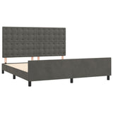 Bed Frame without Mattress Dark Grey 152x203 cm Queen Velvet - Top-Down View