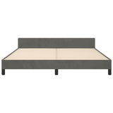 Bed Frame without Mattress Dark Grey 152x203 cm Queen Velvet - Rear View
