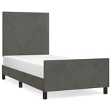 Bed Frame without Mattress Dark Grey 107x203 cm King Single Size Velvet - Front View