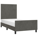 Bed Frame without Mattress Dark Grey 107x203 cm King Single Size Velvet - Side View