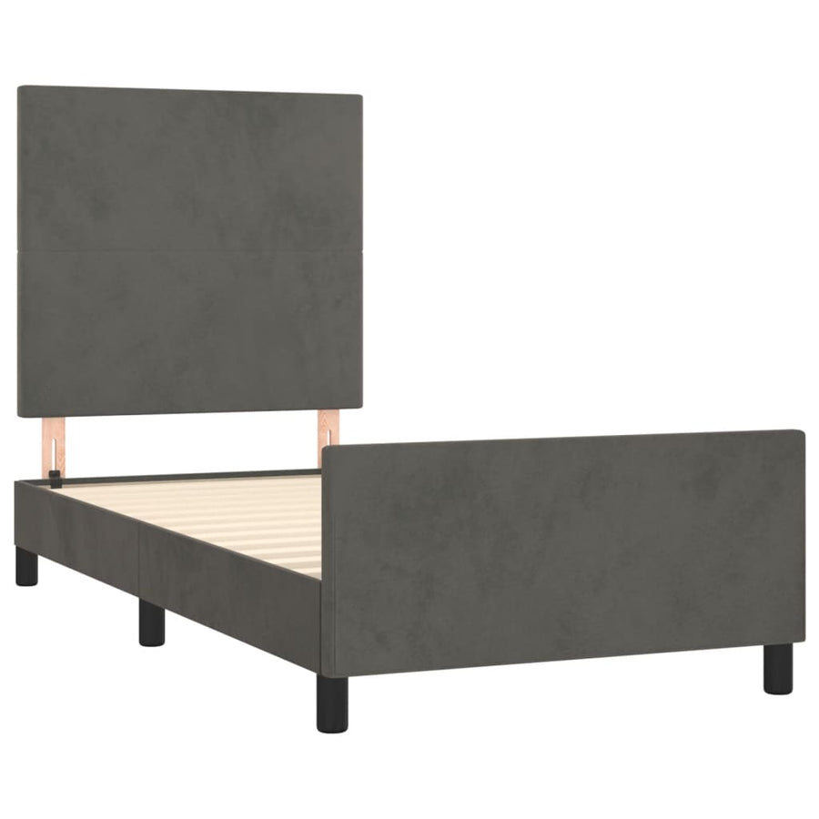 Bed Frame without Mattress Dark Grey 107x203 cm King Single Size Velvet