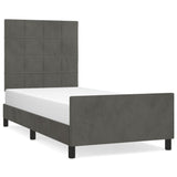 Bed Frame without Mattress Dark Grey 107x203 cm King Single Size Velvet - Front View