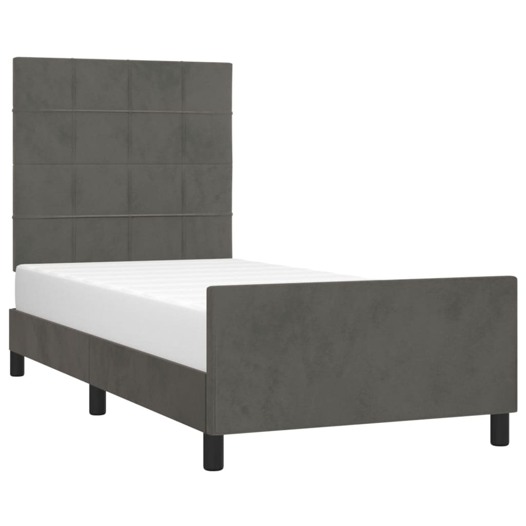 Bed Frame without Mattress Dark Grey 107x203 cm King Single Size Velvet