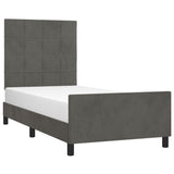 Bed Frame without Mattress Dark Grey 107x203 cm King Single Size Velvet - Side View