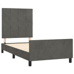 Bed Frame without Mattress Dark Grey 107x203 cm King Single Size Velvet