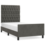 Bed Frame without Mattress Dark Grey 107x203 cm King Single Size Velvet - Front View
