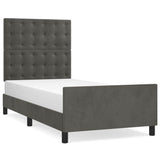 Bed Frame without Mattress Dark Grey 107x203 cm King Single Size Velvet - Front View
