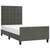 Bed Frame without Mattress Dark Grey 107x203 cm King Single Size Velvet - Side View