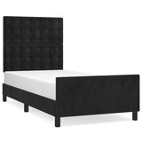 Bed Frame without Mattress Black 107x203 cm King Single Size Velvet - Front View