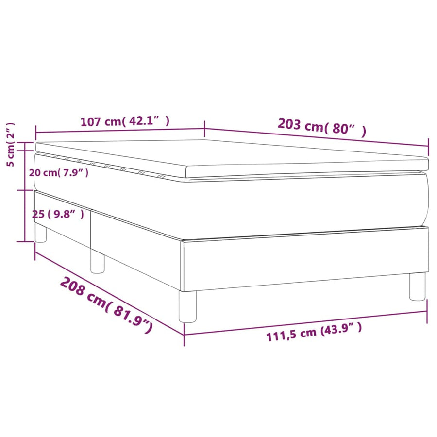 Box Spring Bed with Mattress Black 107x203 cm King Single Fabric