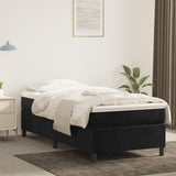 Box Spring Bed with Mattress Black 106x203 cm King Single Size Velvet - Side View