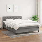 Box Spring Bed with Mattress Dark Grey 137x187 cm Double Size Fabric - Side View