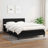 Box Spring Bed with Mattress Black 137x187 cm Double Size Fabric - Side View