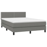 Box Spring Bed with Mattress Dark Grey 153x203 cm Queen Size Fabric - Front View