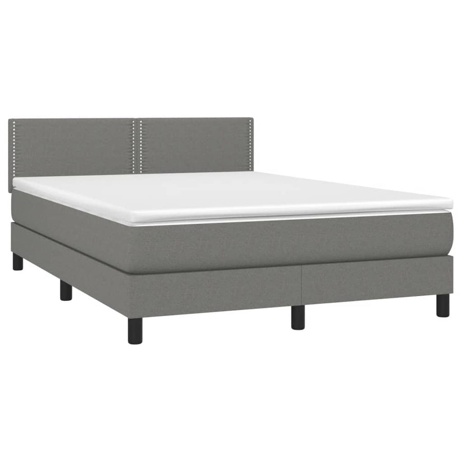 Box Spring Bed with Mattress Dark Grey 152x203 cm Queen Fabric