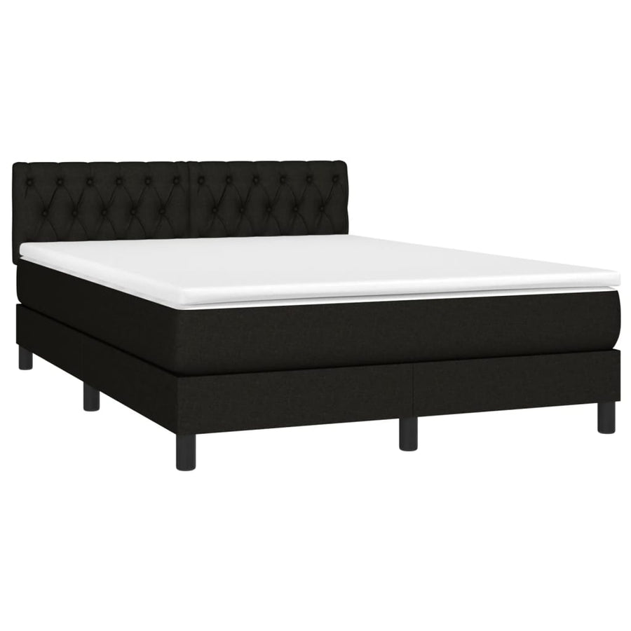 Box Spring Bed with Mattress Black 152x203 cm Queen Fabric