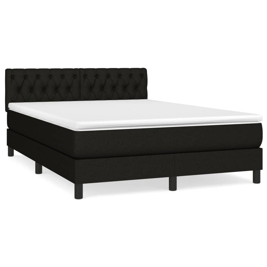 Box Spring Bed with Mattress Black 152x203 cm Queen Fabric