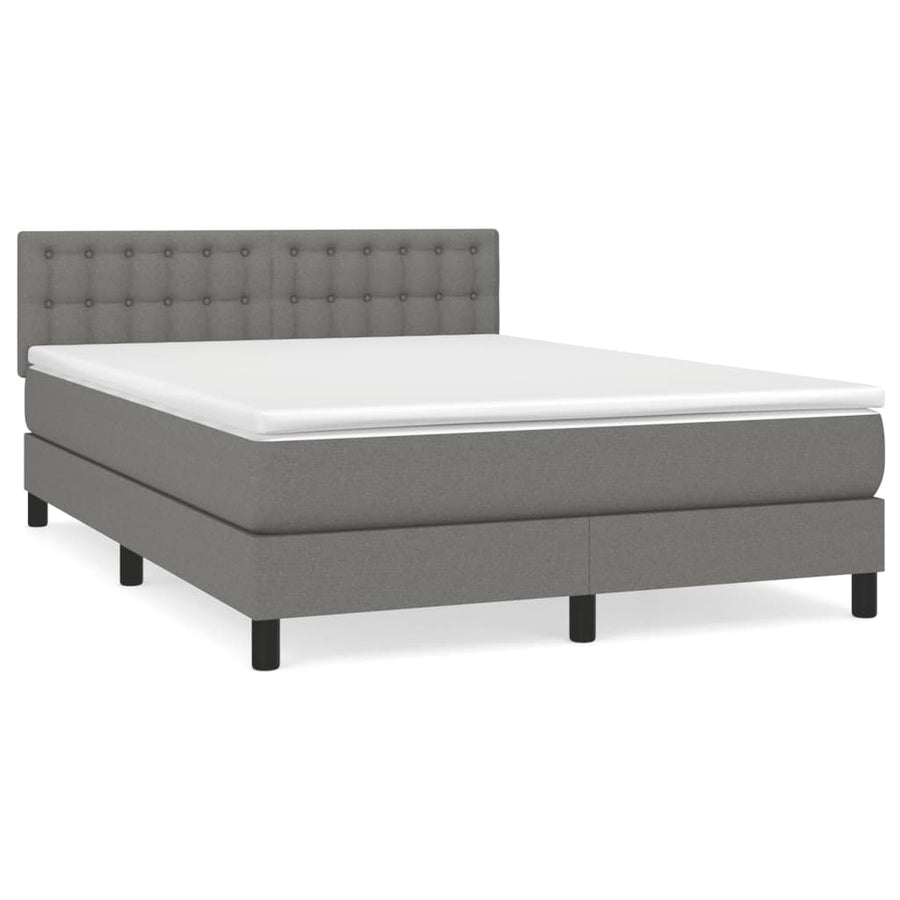 Box Spring Bed with Mattress Dark Grey 153x203 cm Queen Size Fabric