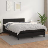 Box Spring Bed with Mattress Black 137x187 cm Double Size Faux Leather - Side View